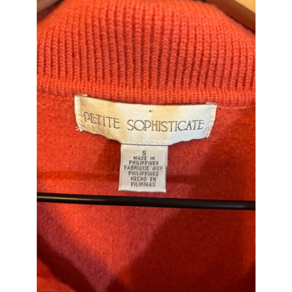 Vintage Petite Sophisticate Coral Sweater Jacket Size S - Picture 3 of 3